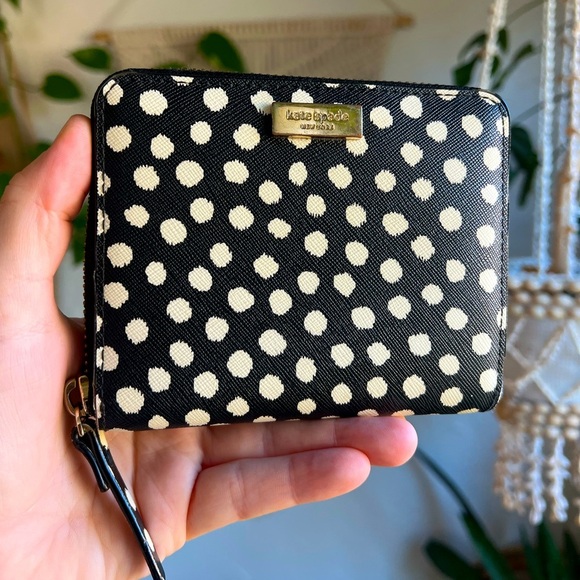 kate spade Handbags - Kate Spade New York Polka Dot Wallet - Black & White - 5”x5”